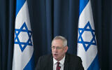 Defense Minister Benny Gantz at the weekly cabinet meeting, at the Ministry of Foreign Affairs in Jerusalem on June 28, 2020 (Olivier Fitoussi/Flash90)