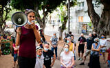 Israelis protest in Tel Aviv, calling for financial support from the government, on July 12, 2020. (Avshalom Sassoni/Flash90)