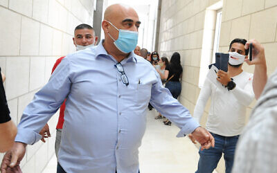 Salman Amar, the former mayor of Julis, is seen at the Haifa District Court on July 28, 2020. (Meir Vaknin/Flash90)