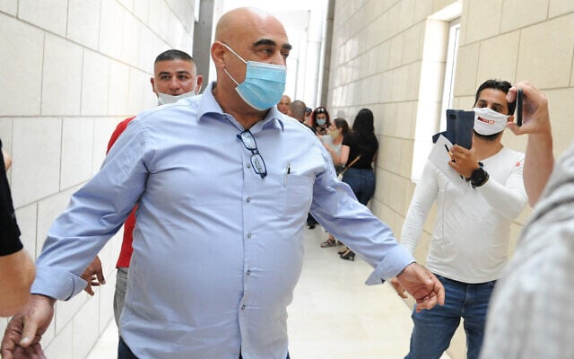 Salman Amar, the former mayor of Julis, is seen at the Haifa District Court on July 28, 2020. (Meir Vaknin/Flash90) Salman Amar, the former mayor of Julis, is seen at the Haifa District Court on July 28, 2020. (Meir Vaknin/Flash90)