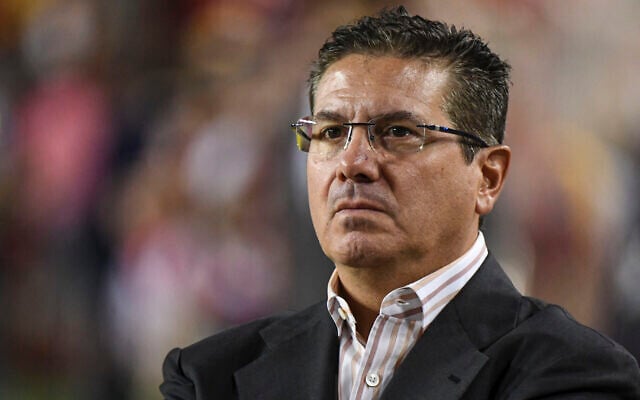 Redskins owner Daniel Snyder on the sideline before a Monday Night Football game against the Chicago Bears at FedEx Field. (Jonathan Newton / The Washington Post via Getty Images via JTA) Redskins owner Daniel Snyder on the sideline before a Monday Night Football game against the Chicago Bears at FedEx Field. (Jonathan Newton / The Washington Post via Getty Images via JTA)