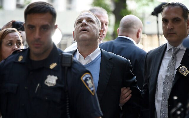 Harvey Weinstein arrives for his arraignment at a New York City courthouse in handcuffs, on May 25, 2018. (Steven Ferdman/Getty Images) Harvey Weinstein arrives for his arraignment at a New York City courthouse in handcuffs, on May 25, 2018. (Steven Ferdman/Getty Images)