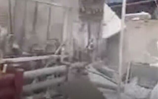 Screen capture from video at the scene of a factory explosion south of Tehran, Iran, July 7, 2020. (Mehr news agency) Screen capture from video at the scene of a factory explosion south of Tehran, Iran, July 7, 2020. (Mehr news agency)