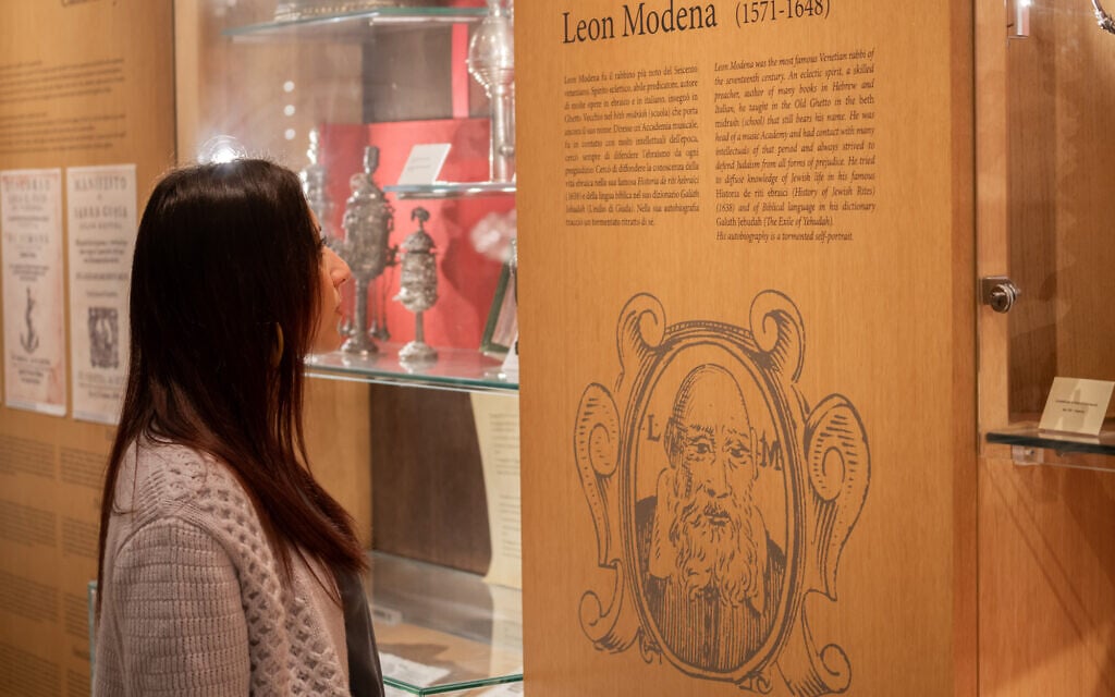 Illustrative: A visitor looks at an exhibit in the Jewish Museum of Venice. (Credit: Porcel)