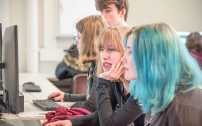 Students engage with 'Every Name Counts' at the Elisabeth-Knipping-Schule in Kassel, Germany. (Johanna Gross)