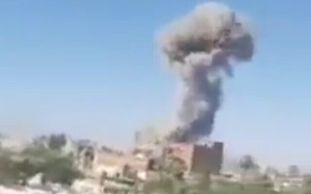 Screen capture from unverified video claiming to show an explosion during an attack at a checkpoint in the town of Bir al-Abd, in the northern Sinai Peninsula region of Egypt, July 21, 2020. (Twitter) Screen capture from unverified video claiming to show an explosion during an attack at a checkpoint in the town of Bir al-Abd, in the northern Sinai Peninsula region of Egypt, July 21, 2020. (Twitter)