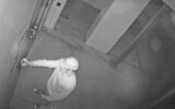 Screen capture from video of a person vandalizing the Temple Sinai synagogue in Sarasota, Florida, on July 15, 2020. (YouTube)