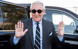 Roger Stone arrives at Federal Court for the second day of jury selection for his federal trial, in Washington, November 6, 2019. (AP Photo/Cliff Owen)
