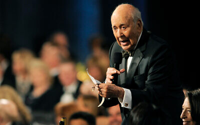 Carl Reiner performs a testimonial to honoree Mel Brooks at the American Film Institute's 41st Lifetime Achievement Award Gala at the Dolby Theatre in Los Angeles, June 6, 2013. (Chris Pizello/Invision/AP)
