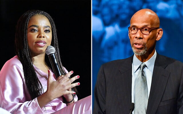 Composite images shows Jamele Hill, left, and Kareem Abdul-Jabbar, right. (Paras Griffin/Getty Images for ESSENCE; Sean Zanni/Patrick McMullan via Getty Images, JTA) Composite images shows Jamele Hill, left, and Kareem Abdul-Jabbar, right. (Paras Griffin/Getty Images for ESSENCE; Sean Zanni/Patrick McMullan via Getty Images, JTA)
