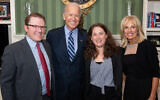 Aaron Keyak, left, stands with then vice president Joe Biden and Dr. Jill Biden at a Jewish Leaders reception at the Naval Observatory Residence in Washington, DC, Sept. 9, 2015. (Official White House Photo by David Lienemann via JTA)