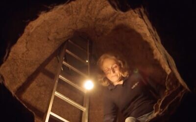 IAA archaeologist Yardenna Alexandre in an underground system of rooms under ancient Nazareth. (Screenshot)