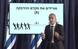 Israel's newly appointed coronavirus czar, Ronni Gamzu, unveils his plan to fight the pandemic, at a press conference on July 28, 2020 (screenshot)