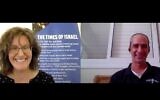 ToI Archaeology editor Amanda Borschel-Dan (left) in conversation with Israel Antiquities Authority's Joe Uziel about the physical evidence of the two major destructions of ancient Jerusalem. (screenshot)