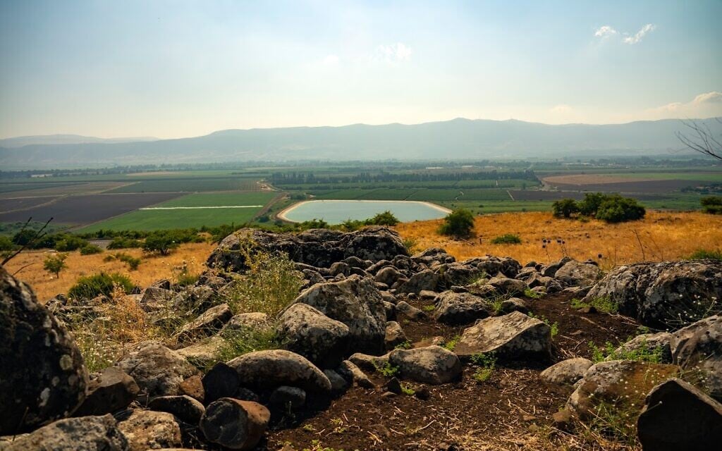 View from the dolmen in the Shamir Dolmen Field. (Yaniv Berman/ Israel Antiquities Authority)