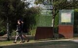 This file photo taken on August 30, 2013, shows the entrance of the martyr village of Oradour-sur-Glane, central France, where 642 citizens including 500 women and children were killed locked up in a church intentionally set on fire by a SS division on June 10, 1944. (Thierry ZOCCOLAN / AFP)