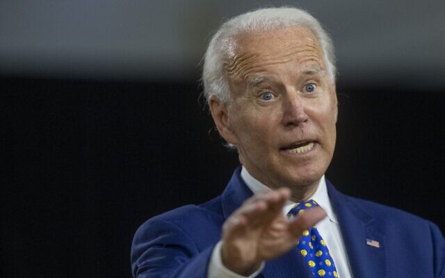 Former US vice president Joe Biden delivers a speech in Wilmington, Delaware, on July 28, 2020. (Mark Makela/Getty Images/AFP) Former US vice president Joe Biden delivers a speech in Wilmington, Delaware, on July 28, 2020. (Mark Makela/Getty Images/AFP)
