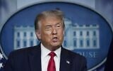 US President Donald Trump speaks during a news conference in the James Brady Press Briefing Room of the White House on August 3, 2020, in Washington, DC. (Drew Angerer/Getty Images/AFP)
