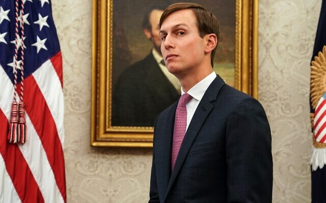 Jared Kushner, US President Donald Trump's senior adviser and son-in-law, attends a meeting between Trump and Iraqi Prime Minister Mustafa Al-Kadhimi (not pictured) in the Oval Office of the White House in Washington, August 20, 2020. (Anna Moneymaker-Pool/ Getty Images/ AFP)