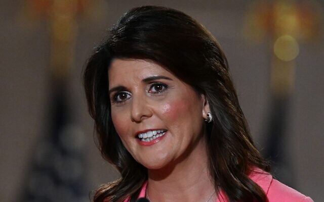 Former US ambassador to the United Nations Nikki Haley speaks during the first day of the Republican convention at the Mellon auditorium in Washington, DC on August 24, 2020. (OLIVIER DOULIERY/AFP) Former US ambassador to the United Nations Nikki Haley speaks during the first day of the Republican convention at the Mellon auditorium in Washington, DC on August 24, 2020. (OLIVIER DOULIERY/AFP)