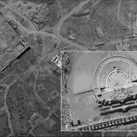 A photograph of the Roman amphitheater in Palmyra, Syria, taken by Israel's Ofek 16 spy satellite, which was released by the Defense Ministry on August 24, 2020. (Defense Ministry)