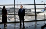 Prime Minister Benjamin Netanyahu, right, and Transportation Minister Miri Regev during a visit to Ben Gurion Airport, August 17, 2020. (Facebook)