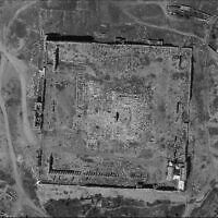 A photograph of the Temple of Bel in Palmyra, Syria, taken by Israel's Ofek 16 spy satellite, which was released by the Defense Ministry on August 24, 2020. (Defense Ministry)