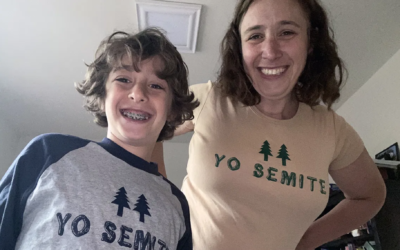 Sarah Lefton, creator of the 'Yo Semite' T-shirt, with her son, Levi. (Courtesy of Lefton)
