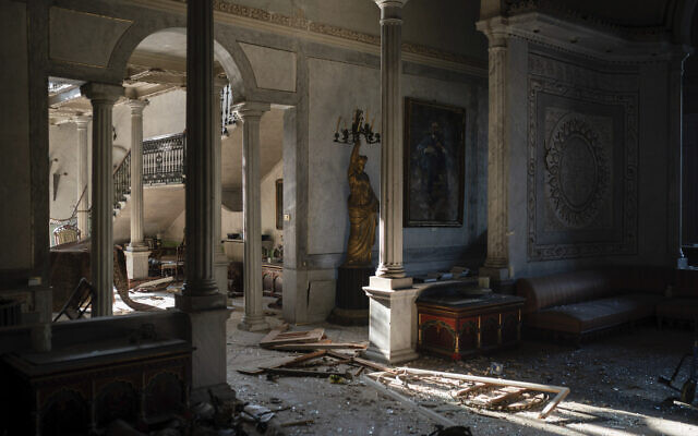 Broken glass and window frames lay on the floor of the Sursock Palace, heavily damaged after the explosion in the seaport of Beirut, Lebanon, Friday, August 7, 2020. (AP Photo/Felipe Dana) Broken glass and window frames lay on the floor of the Sursock Palace, heavily damaged after the explosion in the seaport of Beirut, Lebanon, Friday, August 7, 2020. (AP Photo/Felipe Dana)