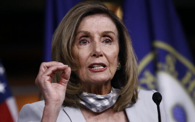 House Speaker Nancy Pelosi of California speaks during a news conference on Capitol Hill in Washington, August 13, 2020. (AP Photo/Patrick Semansky) House Speaker Nancy Pelosi of California speaks during a news conference on Capitol Hill in Washington, August 13, 2020. (AP Photo/Patrick Semansky)