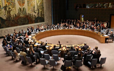 Members of the United Nations Security Council vote on a nuclear deal between Iran and six world powers, at the UN headquarters in New York, July 20, 2015. (AP/Seth Wenig, File)