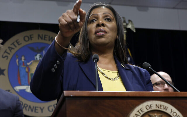 In this November 19, 2019 file photo, New York State Attorney General Letitia James speaks during a news conference at her office in New York. (AP/Richard Drew, File) In this November 19, 2019 file photo, New York State Attorney General Letitia James speaks during a news conference at her office in New York. (AP/Richard Drew, File)