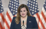 In this image from video, Abby Johnson speaks from Washington, during the second night of the Republican National Convention on August 25, 2020. (Courtesy of the Committee on Arrangements for the 2020 Republican National Committee via AP)