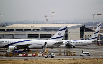 El Al planes are parked at Ben Gurion Airport near Tel Aviv on April 21, 2013. (AP Photo/Ariel Schalit, File)