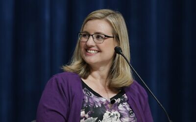 Then-mayoral candidate Kate Gallego pauses before answering a question during a mayoral debate at Phoenix College Thursday, September 27, 2018, in Phoenix. (AP Photo/Ross D. Franklin)