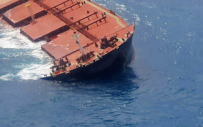 Illustrative: A half-sunken cargo ship (Brazilian Navy via AP)