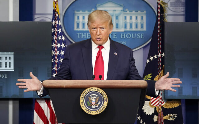 President Donald Trump speaks during a news conference at the White House, Friday, Aug. 14, 2020, in Washington. (AP Photo/Patrick Semansky) President Donald Trump speaks during a news conference at the White House, Friday, Aug. 14, 2020, in Washington. (AP Photo/Patrick Semansky)