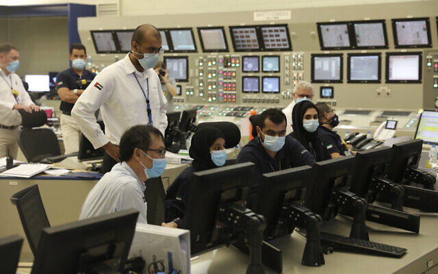 In this undated photograph published by the United Arab Emirates' state-run WAM news agency, employees work at the Barakah Nuclear Power Plant in the UAE's far western desert (WAM via AP) In this undated photograph published by the United Arab Emirates' state-run WAM news agency, employees work at the Barakah Nuclear Power Plant in the UAE's far western desert (WAM via AP)