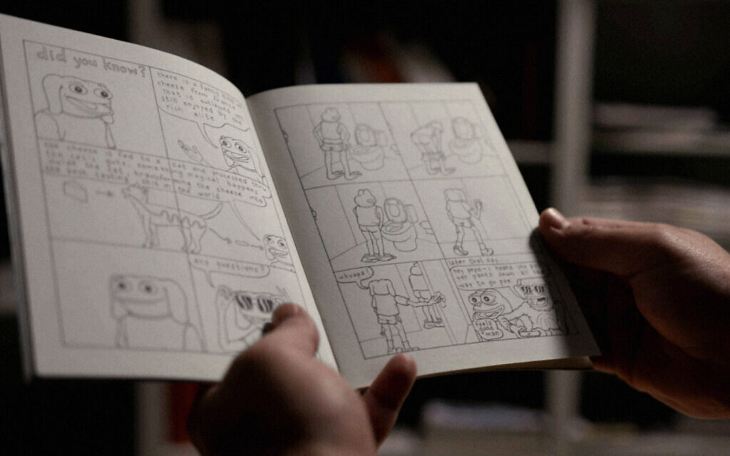 Artist Matt Furie's indie comic 'Boy's Club,' seen in this still from the new documentary 'Feels Good Man,' launched Pepe the Frog into infamy. (Kurt Keppeler)
