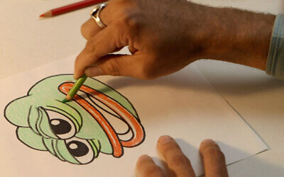 Artist Matt Furie draws the Pepe the Frog character in the new documentary 'Feels Good Man.' (Kurt Keppeler)
