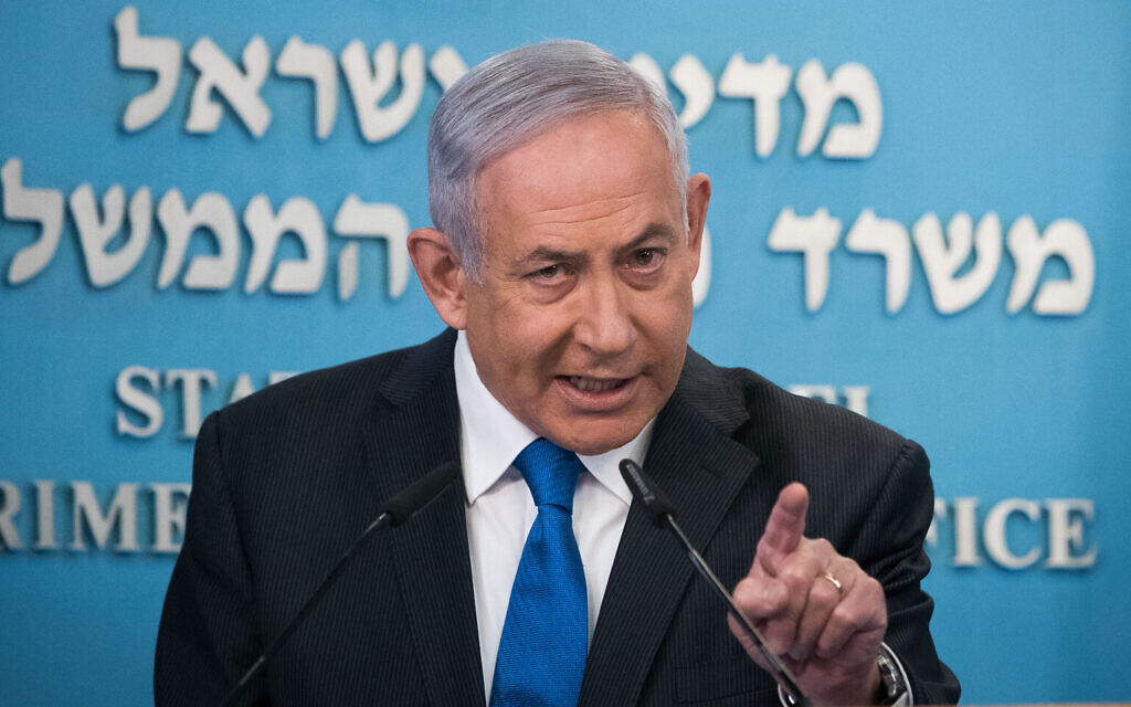 Prime Minister Benjamin Netanyahu discusses the Israel-UAE normalization deal at the PM's office in Jerusalem, on August 13, 2020. (Yonatan Sindel/ Flash90) Prime Minister Benjamin Netanyahu discusses the Israel-UAE normalization deal at the PM's office in Jerusalem, on August 13, 2020. (Yonatan Sindel/ Flash90)