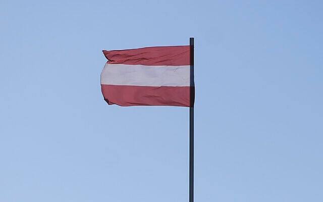 An Austrian flag is seen flying in Hofburg Palace in Vienna. (Photo by Omar Marques / SOPA Images/SOPA Images/LightRocket via Getty Images/JTA)