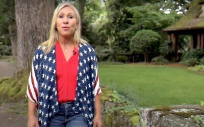 Screen capture from video of Marjorie Taylor Greene, a Republican candidate for Congress. (YouTube)