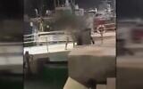 A screen capture from video of a suspected homophobic assault at the Jaffa Port on August 1, 2020. (Screen capture: Twitter)