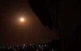 Illustrative: A Syrian surface-to-air missile explodes in the sky over southern Syria on August 31, 2020. (SANA)