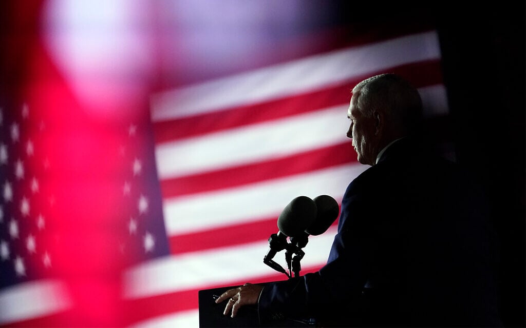 US Vice President Mike Pence speaks on the third day of the Republican National Convention at Fort McHenry National Monument and Historic Shrine in Baltimore, August 26, 2020. (AP Photo/Andrew Harnik) US Vice President Mike Pence speaks on the third day of the Republican National Convention at Fort McHenry National Monument and Historic Shrine in Baltimore, August 26, 2020. (AP Photo/Andrew Harnik)