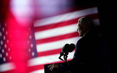 US Vice President Mike Pence speaks on the third day of the Republican National Convention at Fort McHenry National Monument and Historic Shrine in Baltimore, August 26, 2020. (AP Photo/Andrew Harnik)