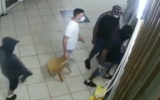 Some of the suspects in an armed robbery in Rehovot seen in security camera footage published by the Israel Police, July 2020. (Screenshot: Twitter)
