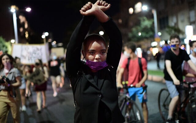 Israelis demonstrate against sexual assault in Tel Aviv on August 23, 2020. (Tomer Neuberg/ Flash90) Israelis demonstrate against sexual assault in Tel Aviv on August 23, 2020. (Tomer Neuberg/ Flash90)