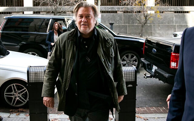 Former White House strategist Steve Bannon arrives to testify at the trial of Roger Stone, at federal court in Washington November 8, 2019. (AP Photo/Al Drago, File) Former White House strategist Steve Bannon arrives to testify at the trial of Roger Stone, at federal court in Washington November 8, 2019. (AP Photo/Al Drago, File)